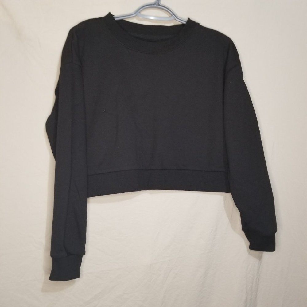 ROSIO Crop Pullover Sweater LS Black S